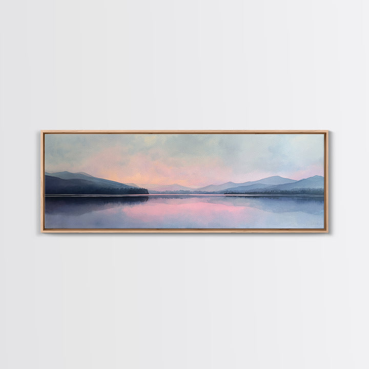 Misty Pastel Lake And Mountains Wall Art, Calming Landscape Print, Minimalist Wall Art, Blue Bedroom Art, Serene Japandi Decor