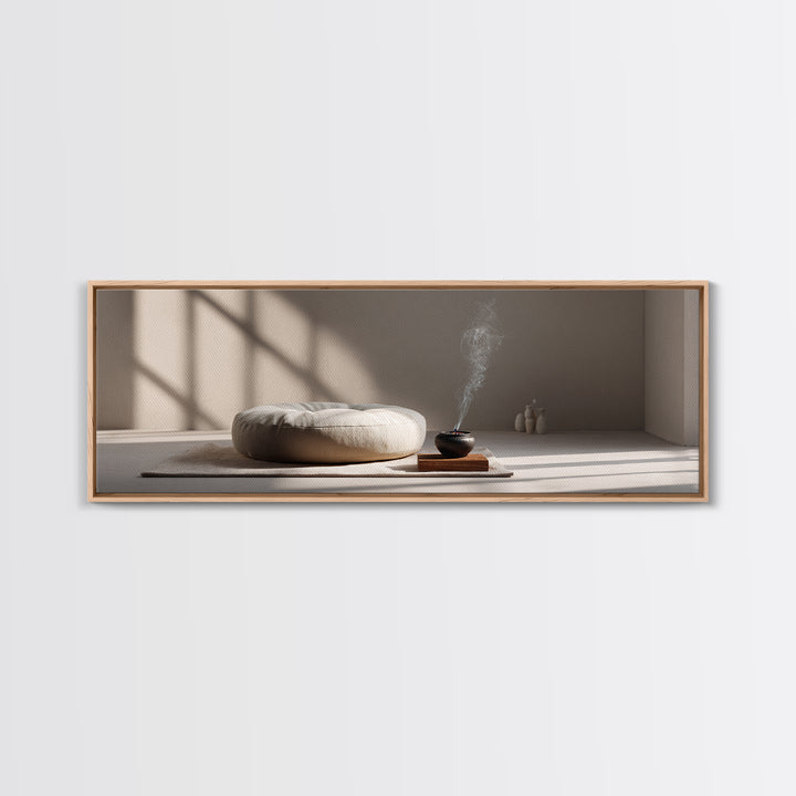 Minimal Zen Meditation Room Canvas Print, Wabi Sabi Neutral Wall Art, Japandi Home Decor, Calming Yoga Studio Decor, Serene Spa Decor
