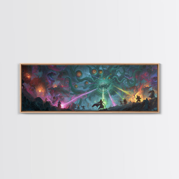 Eldritch Tentacle Monster Epic Battle Wall Art, Cosmic Horror Canvas Print, Sci Fi Fantasy Decor, Gamer Room Gift For Him
