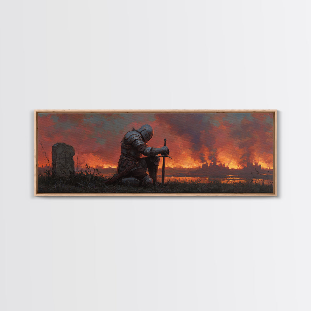 Desert Caravan Knights Riding Horses In Sandstorm Oil Painting Wall Art Large Framed Canvas Print