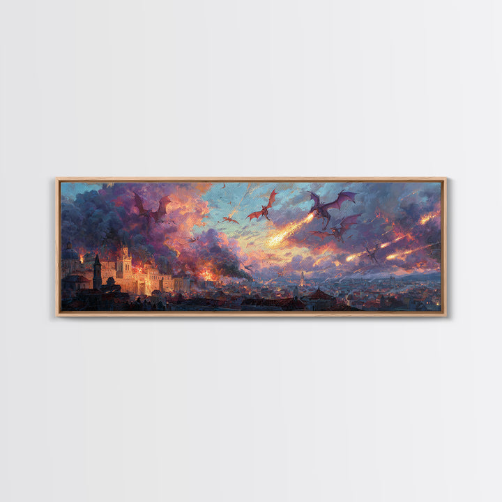 Peaceful Mountain Lake Scene With A Canoe And Sunrise Morning Landscape Painting Wall Art Framed Canvas Print