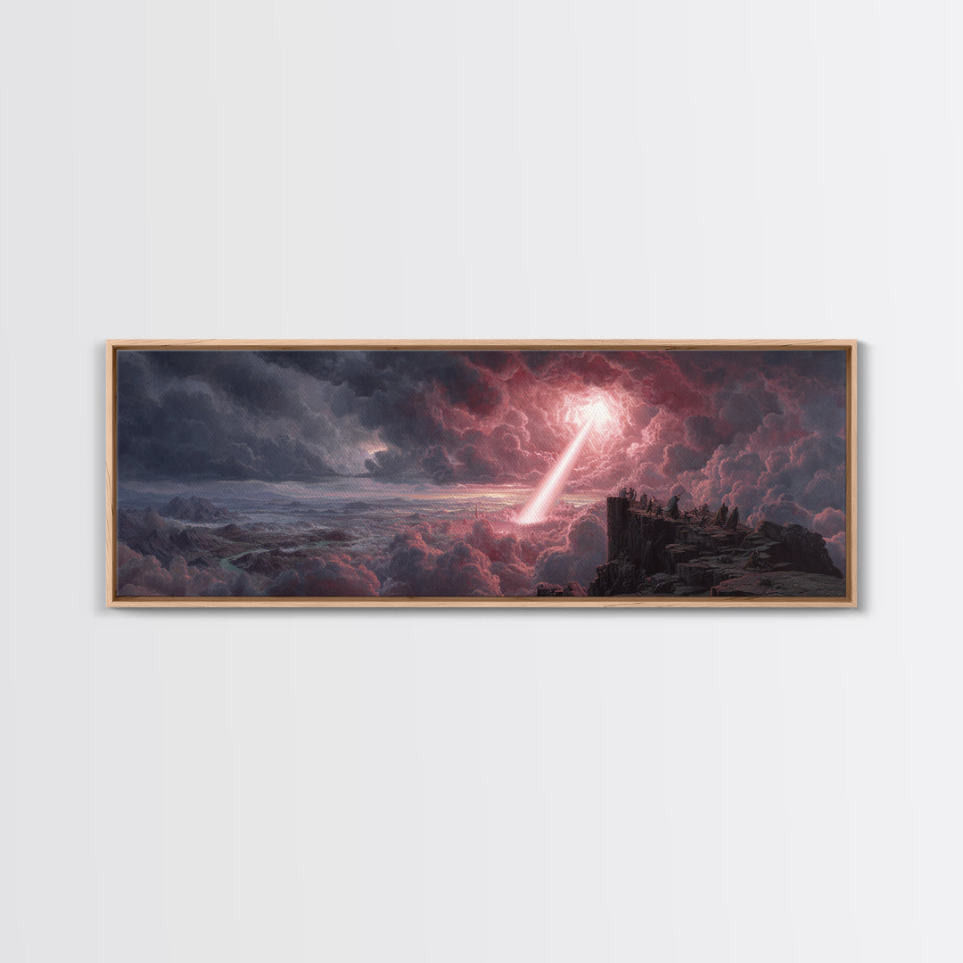 Methane Lightning Bolt Cloudscape Dramatic Fantasy Wall Art Framed Canvas Print For Moody Room Decor