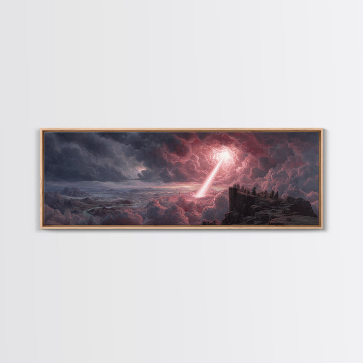 Methane Lightning Bolt Cloudscape Dramatic Fantasy Wall Art Framed Canvas Print For Moody Room Decor