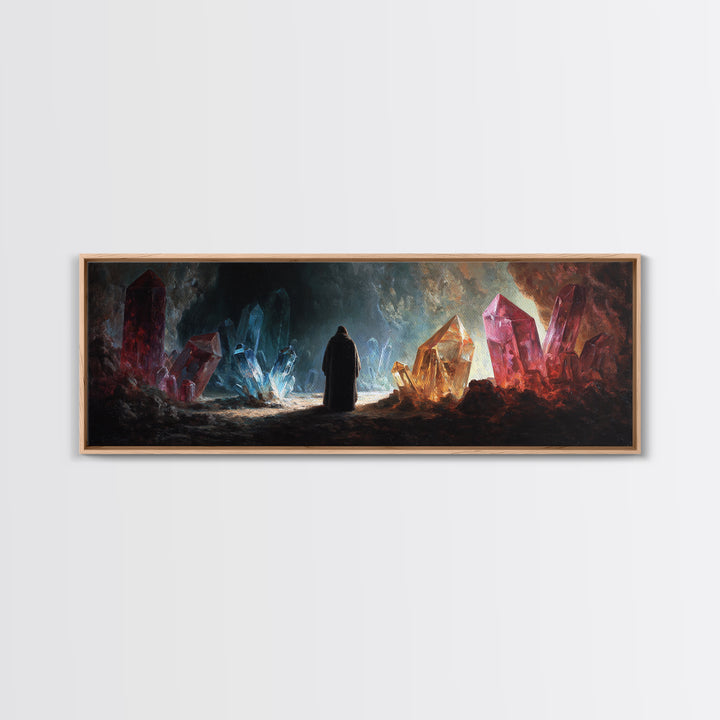 Epic Knight With Sword Standing Over Battlefield Under Fiery Sky Canvas Print Dramatic Medieval Wall Art For Manor or Office Decor