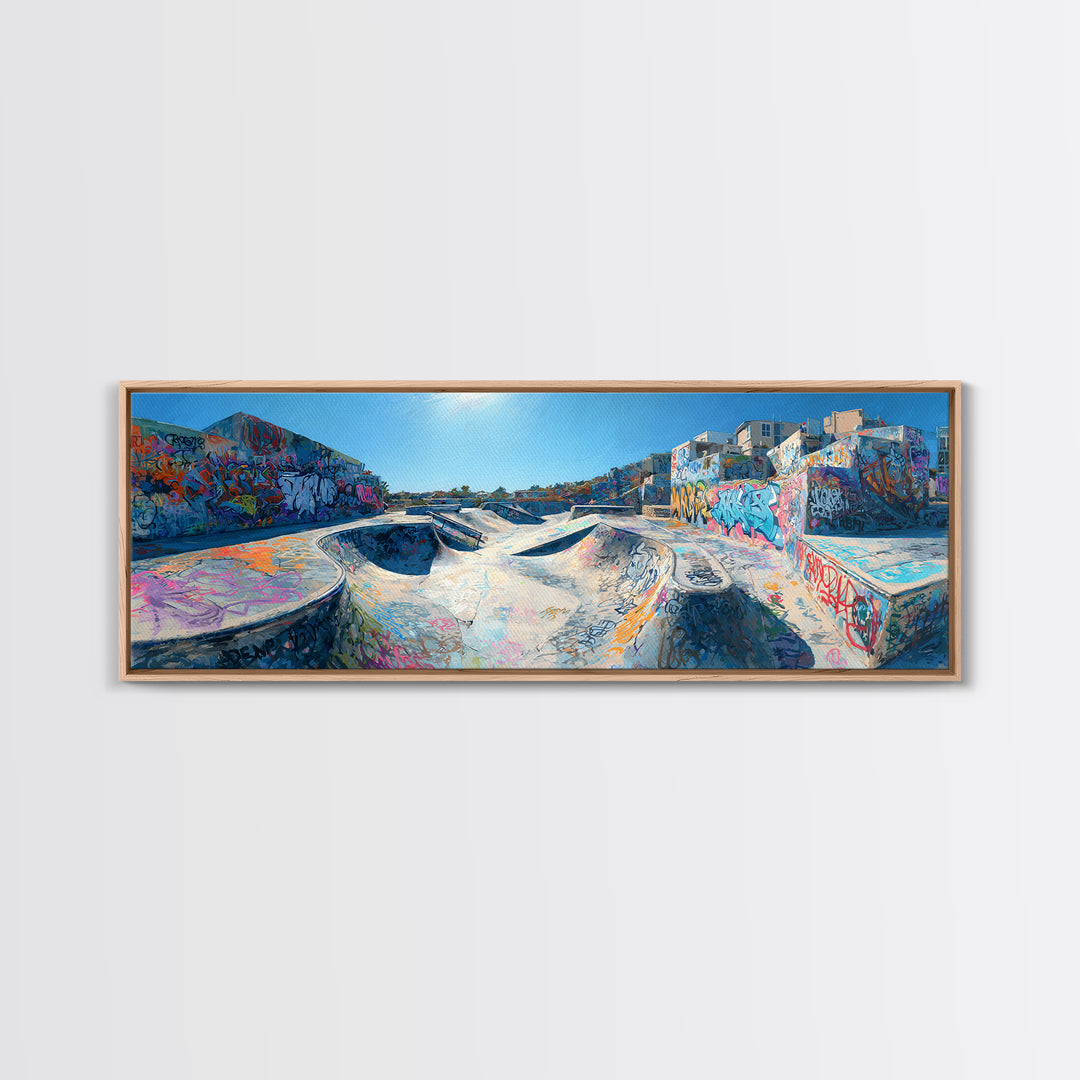 Colorful Graffiti Skatepark Urban Street Art Vibrant Wall Decor Framed Canvas Print Modern Wall Art