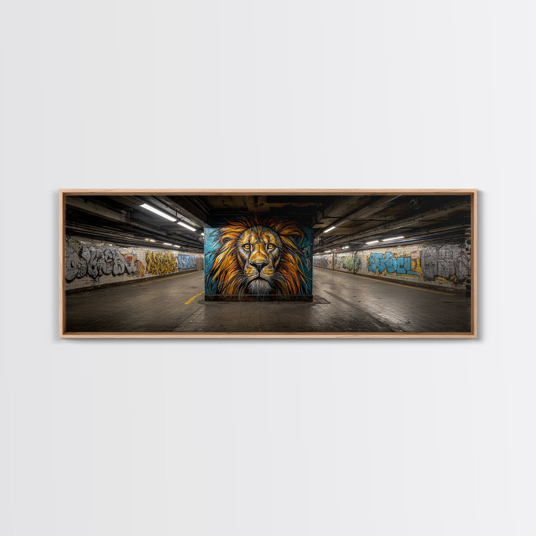 Urban Graffiti Lion Street Art Mural Wall Art Print Framed Canvas Print For Modern Living Room Decor And Trendy Wall Decor