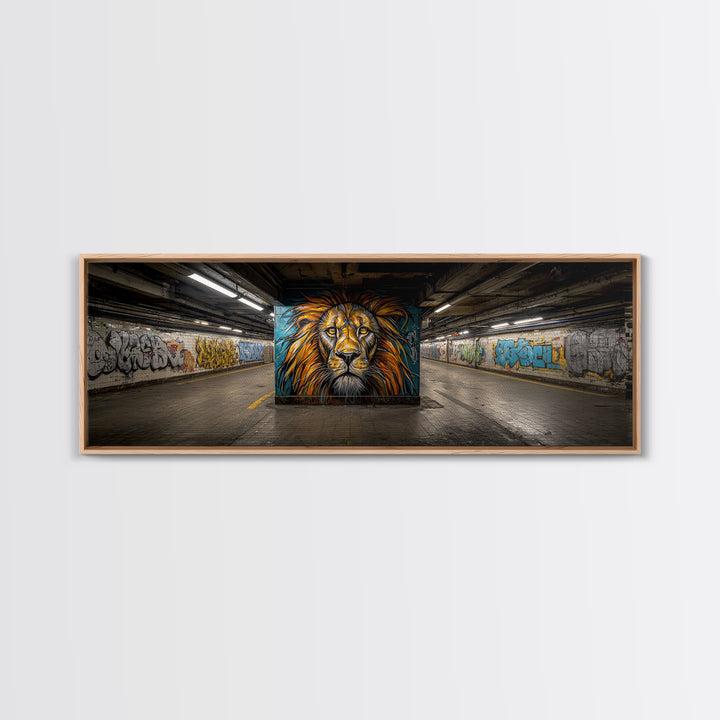 Urban Graffiti Lion Street Art Mural Wall Art Print Framed Canvas Print For Modern Living Room Decor And Trendy Wall Decor