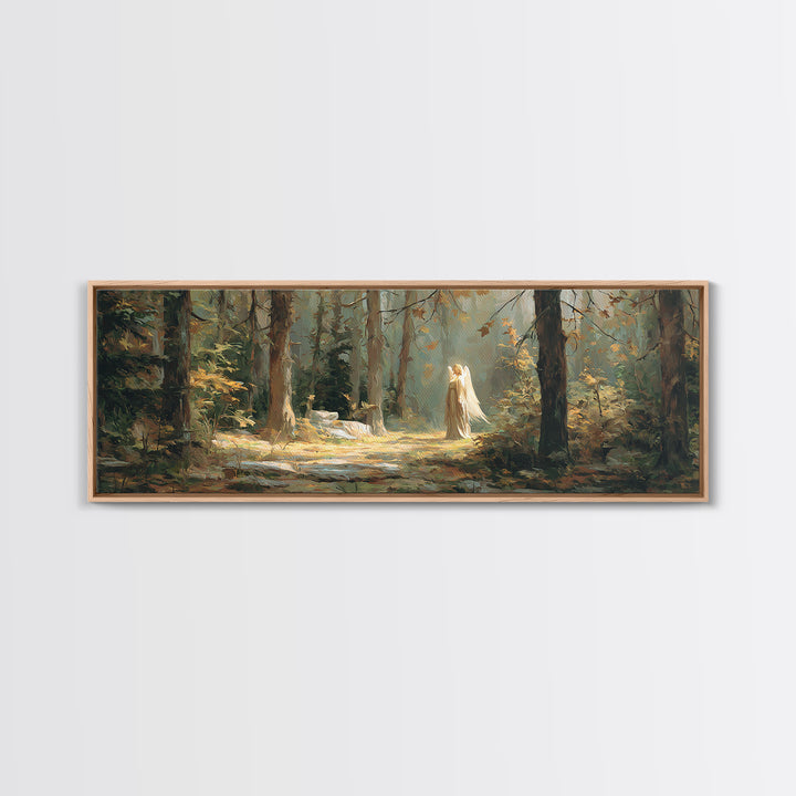 Mystical Angel In Forest Fantasy Art Scene Canvas Print Ideal For Bedroom Wall Art And Enchanting Home Decor Gift