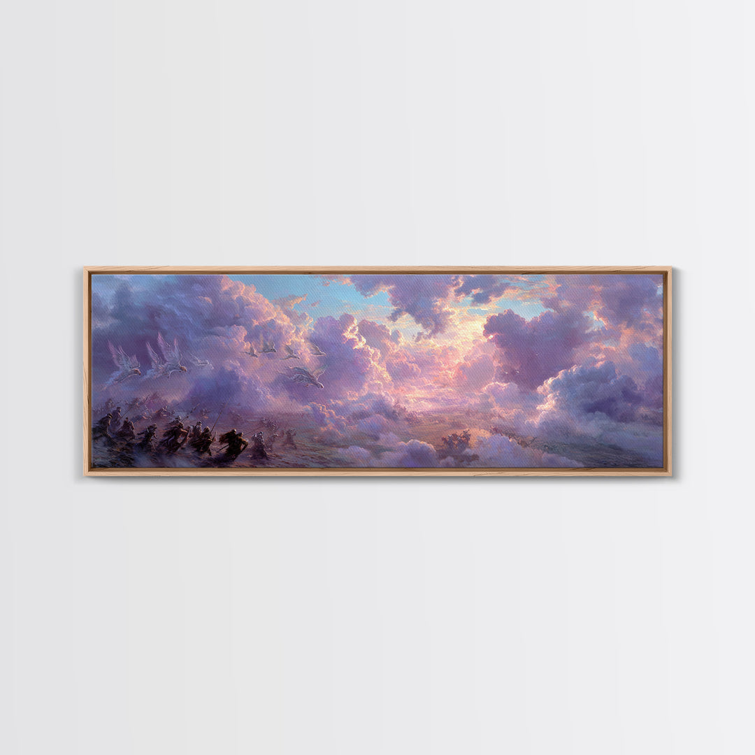 Dramatic Desert Landscape Storm Lightning Sky Digital Art Wall Art Framed Canvas Print Western Home Decor