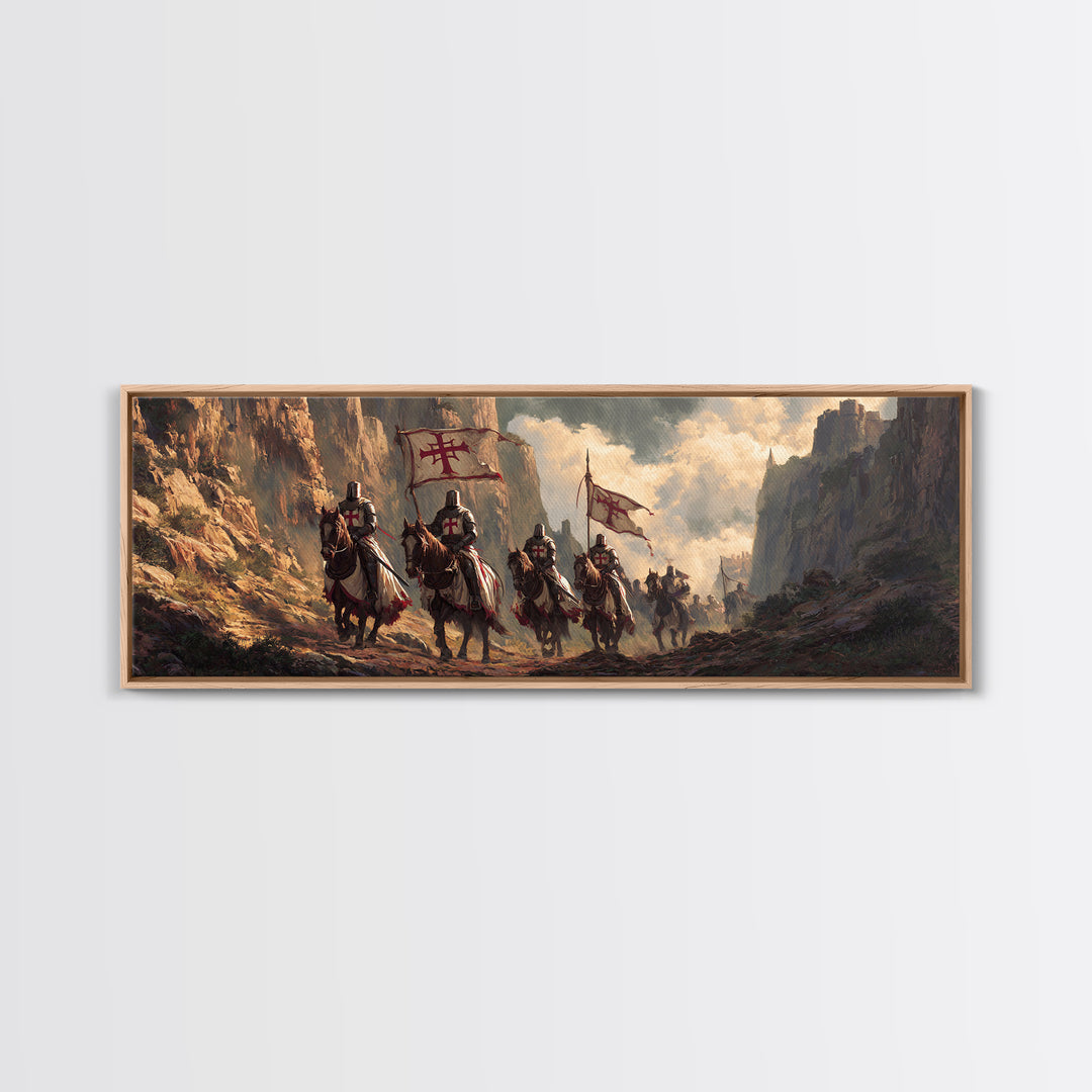 Medieval Knights On Horseback Dramatic Historical Landscape Oil Painting Wall Art Framed Canvas Print