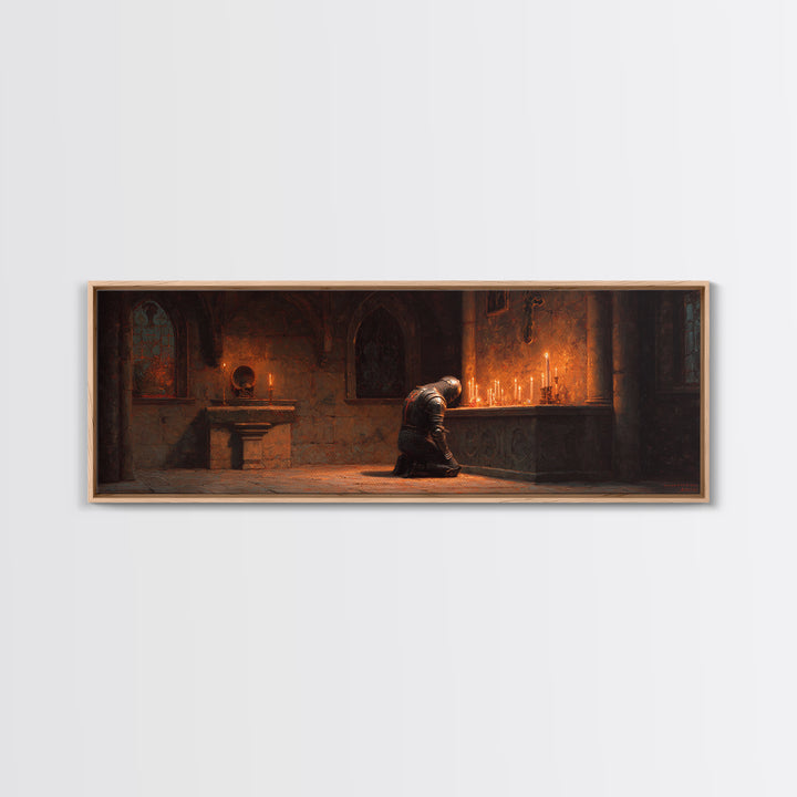 Sunlit Medieval Church Interior With Dramatic Lighting And Arches Framed Canvas Print For Timeless Wall Art And Rustic Home Decor