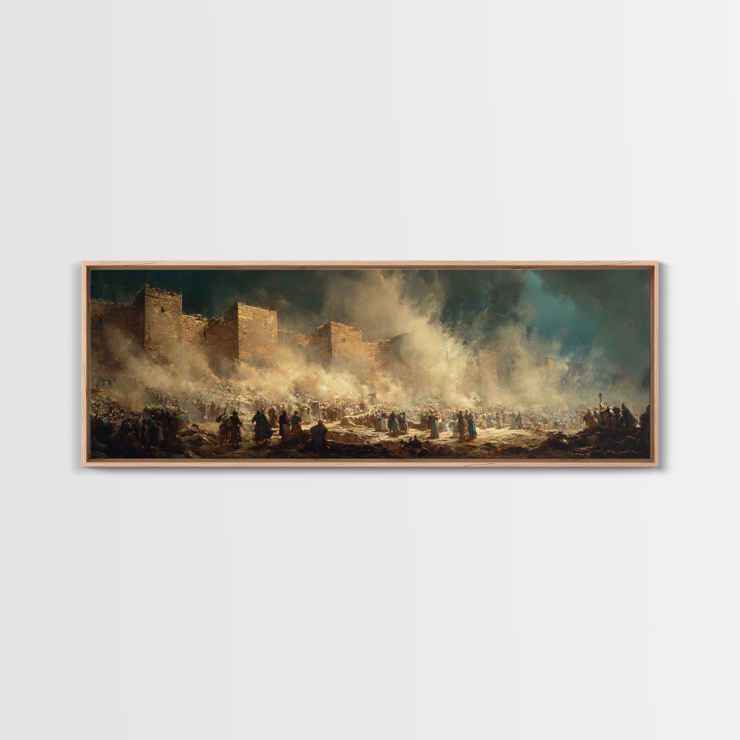 Historic Ancient City Scene With Crowds And Camels Under Dramatic Sky Oil Painting Canvas Print For Classic Wall Art