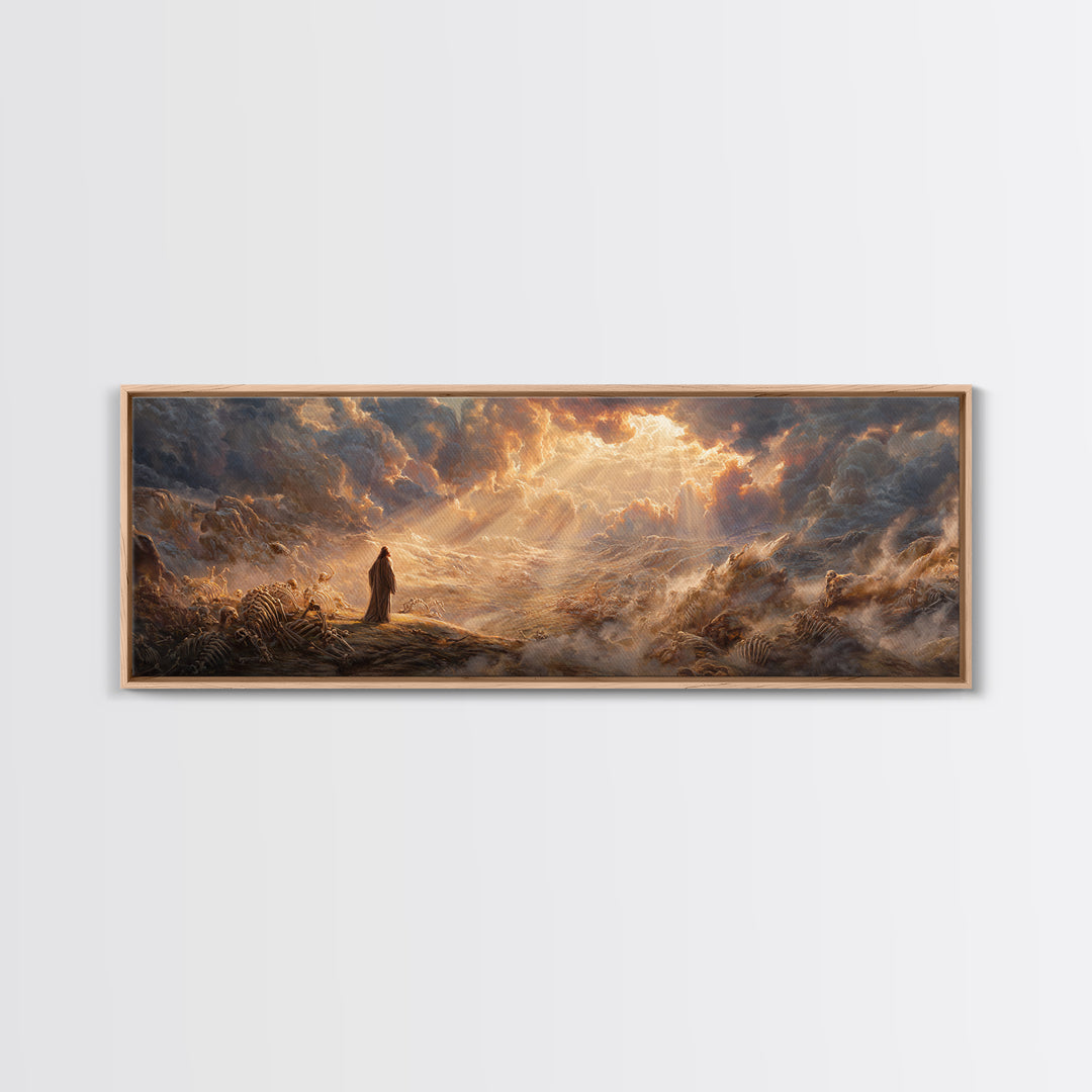Heavenly Angel With Trumpet In Cloudscape Religious Wall Art For Spiritual Home Decor And Inspirational Living Room Framed Canvas Print