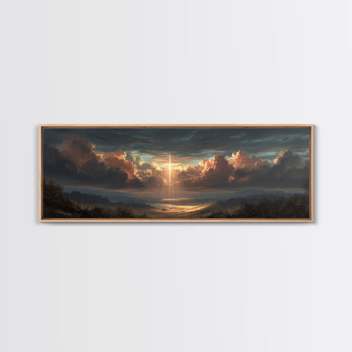 Towering Dragon Breathing Fire Over Burning Village Fantasy Artwork Canvas Print Large Wall Art For Dramatic Home Decor