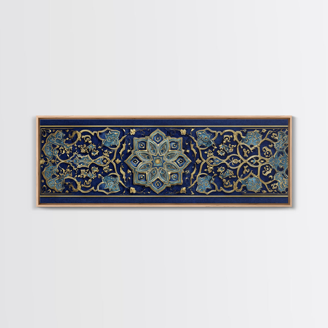 Intricate Middle Eastern Blue And Gold Patterned Islamic Art Decor Wall Art Canvas Print