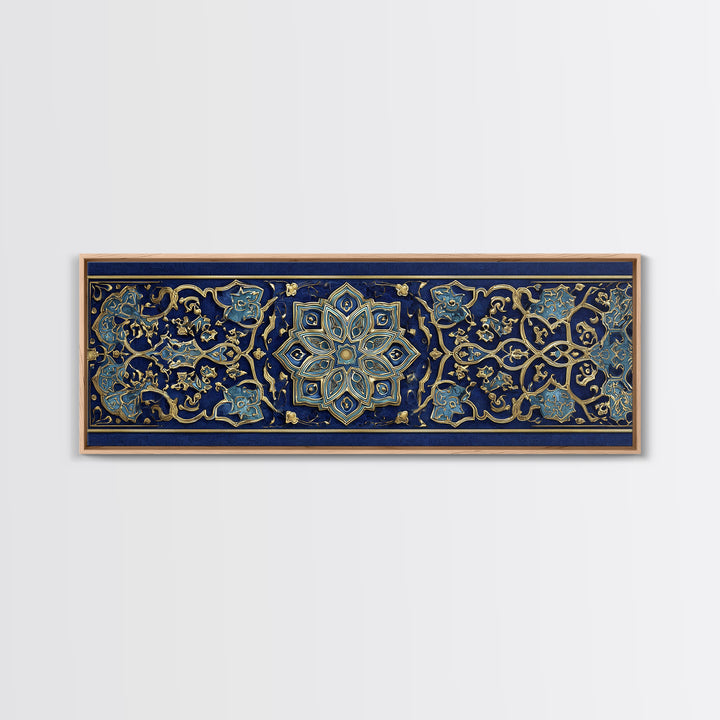 Intricate Middle Eastern Blue And Gold Patterned Islamic Art Decor Wall Art Canvas Print
