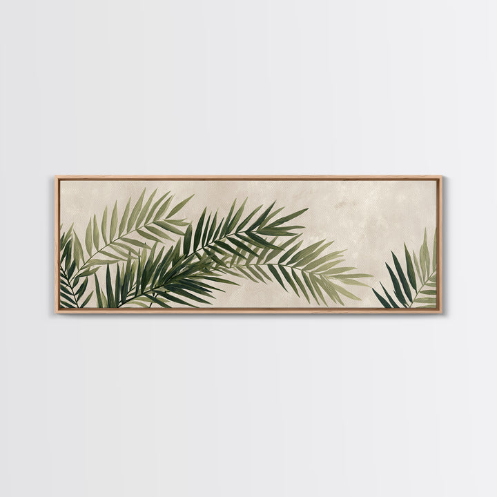 Palm Leaf Botanical Wall Art, Green Tropical Canvas Print, Coastal Boho Home Decor, Modern Nature Above Bed Wall Decor Print