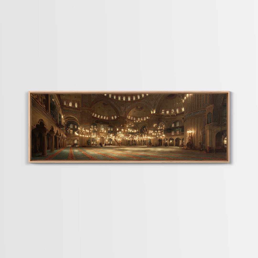 Grand Cathedral Interior With Golden Lighting And Ornate Details - Stunning Religious Wall Art Canvas Print For Classic Home Decor