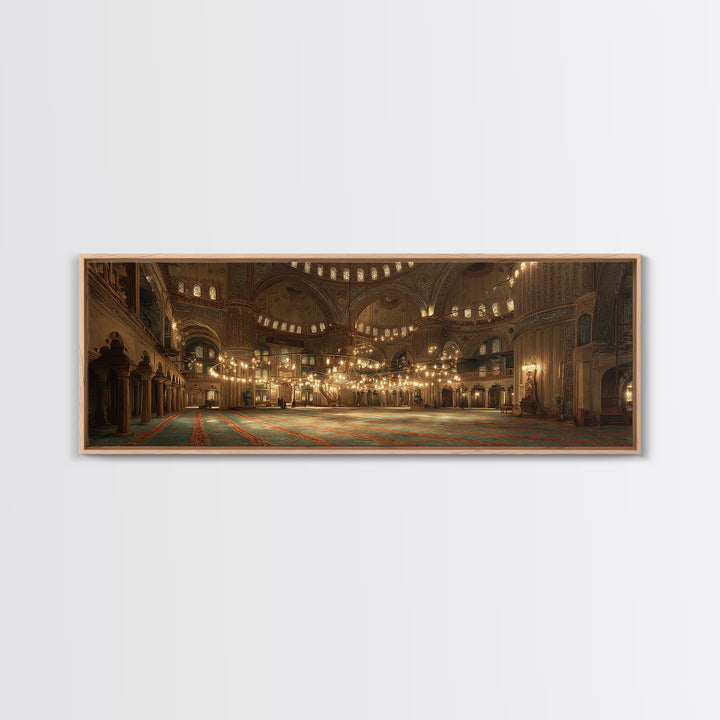 Grand Cathedral Interior With Golden Lighting And Ornate Details - Stunning Religious Wall Art Canvas Print For Classic Home Decor