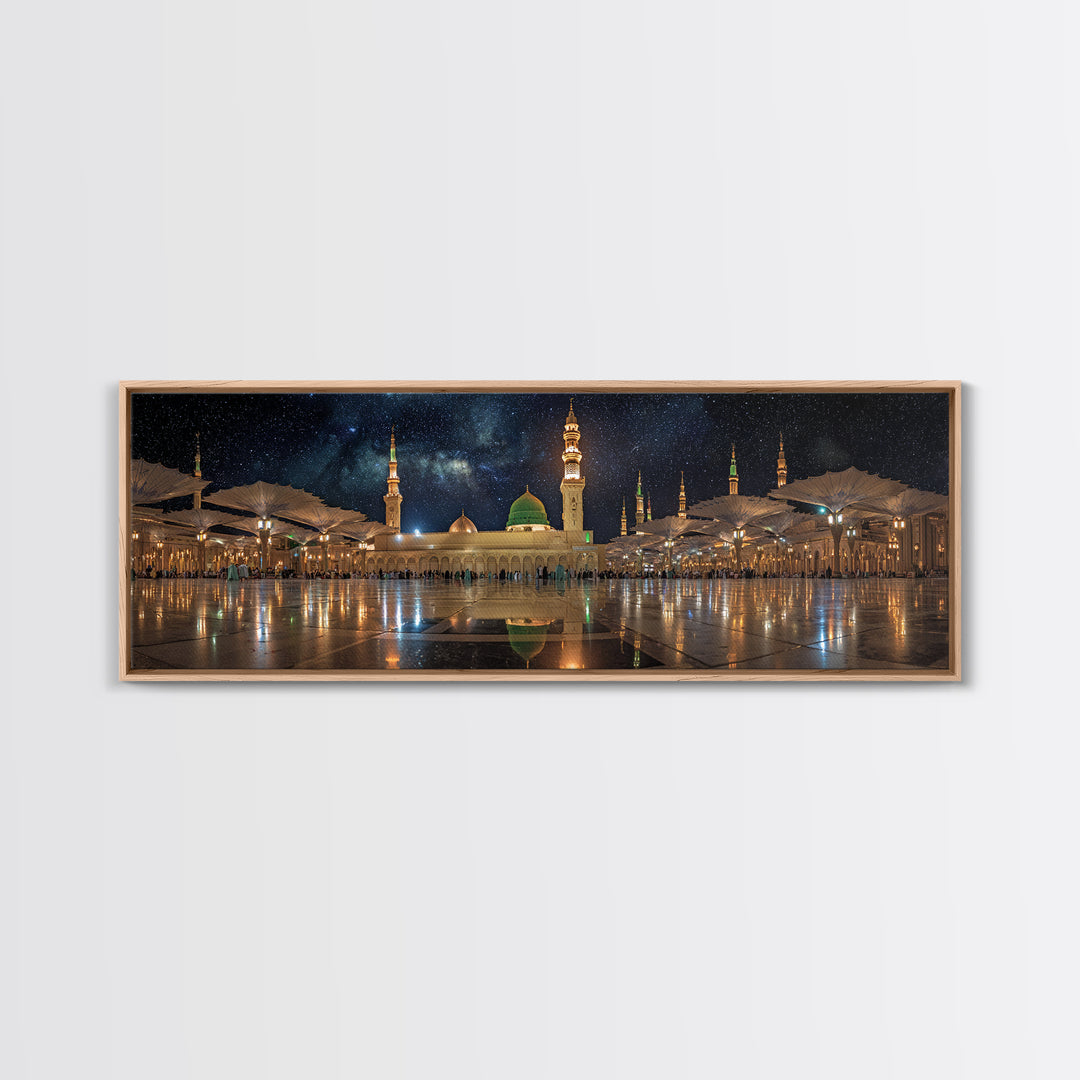 Night Sky Over Spiritual Islamic Mosque With Starry Stars Wall Art Canvas Print Mystical Middle Eastern Decor