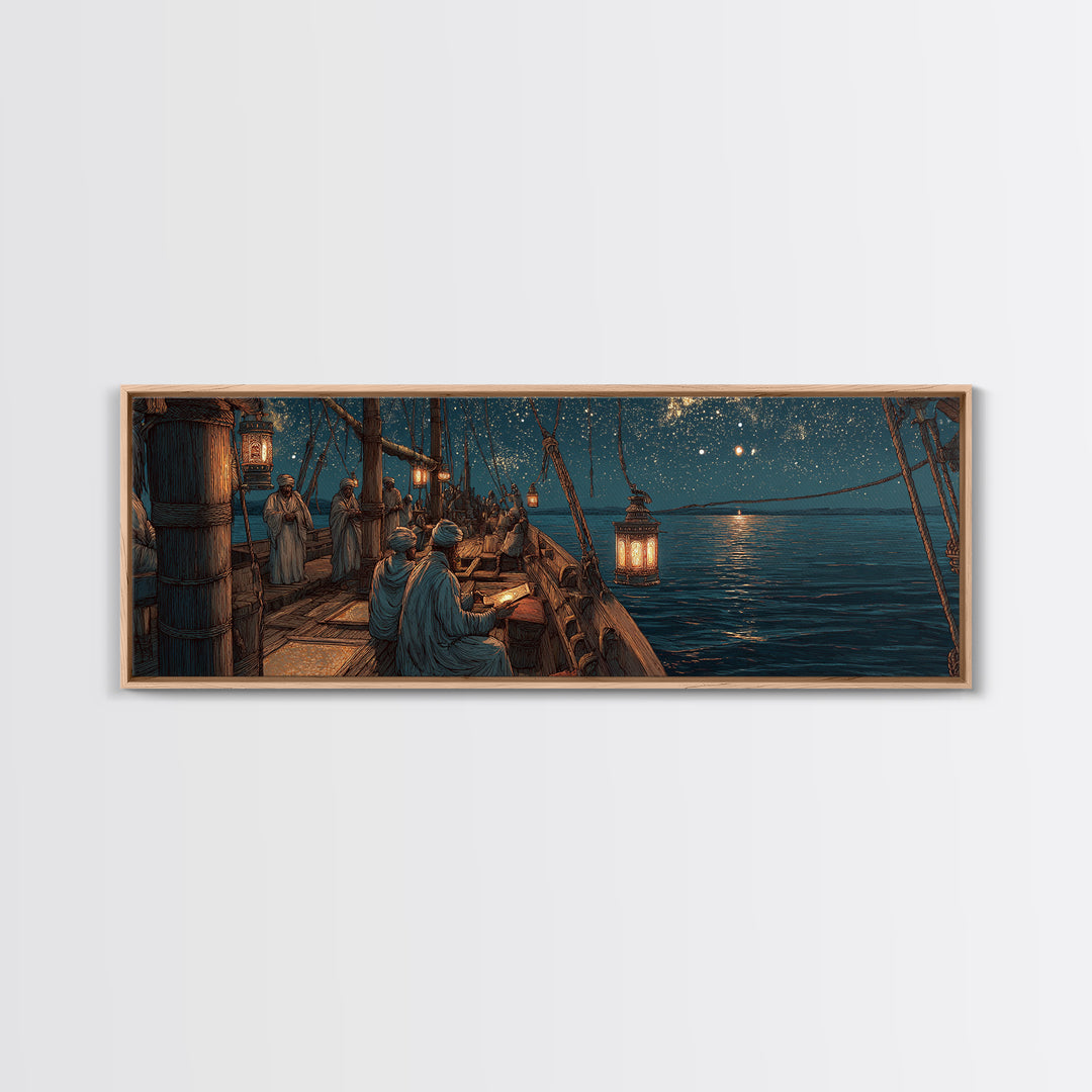 Peaceful Twilight Landscape With Pier And Fireflies Romantic Wall Art Framed Canvas Print Calm Evening Decor