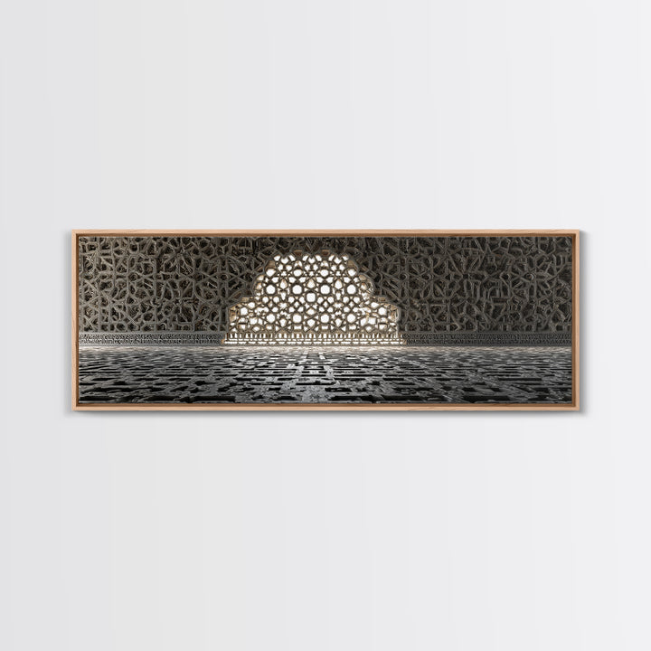 Intricate Islamic Architecture Night Festival Amazing Illuminated Landscape Framed Canvas Print For Spiritual Home Decor And Unique Wall Art