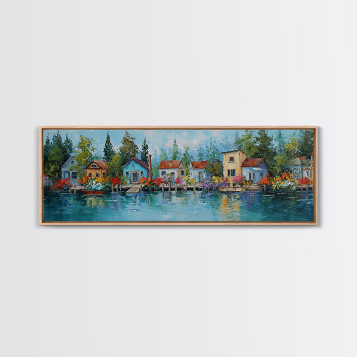 Charming Cozy Cabin In Forest Landscape Oil Painting Canvas Print Wall Art For Rustic Home Decor And Woodland Wall Decoration