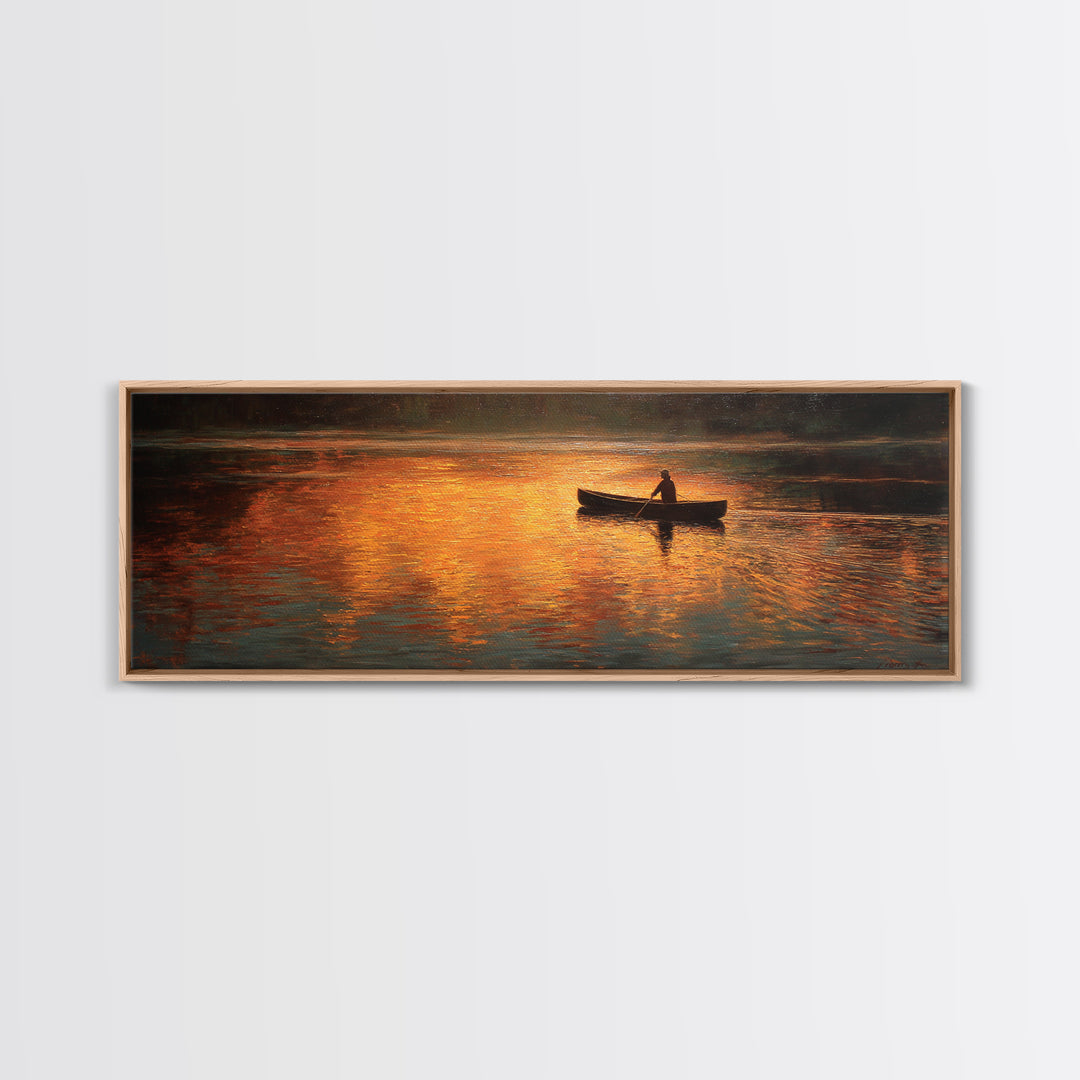 Tranquil Sunset Lake Scene Oil Painting With Two Rocking Chairs And Lantern Cozy Patio Wall Art Print