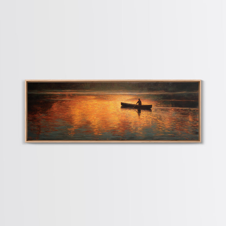 Tranquil Sunset Lake Scene Oil Painting With Two Rocking Chairs And Lantern Cozy Patio Wall Art Print