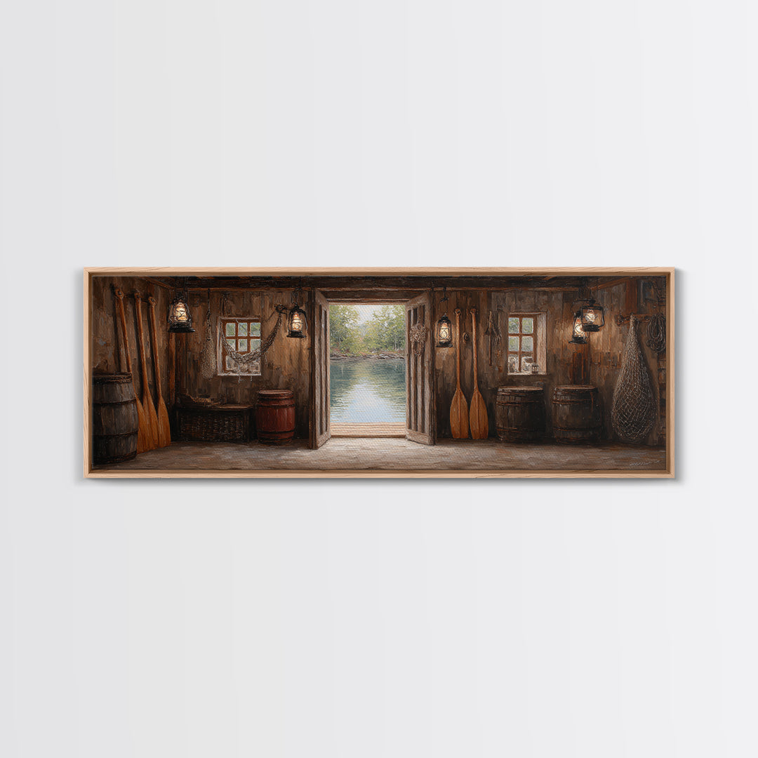 Rustic Lakeside Cabin Interior With Canoe Paddles Wall Art, Farmhouse Decor, Lake House Decor, Housewarming Gift For Him