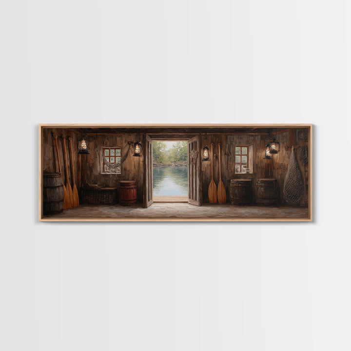 Rustic Lakeside Cabin Interior With Canoe Paddles Wall Art, Farmhouse Decor, Lake House Decor, Housewarming Gift For Him