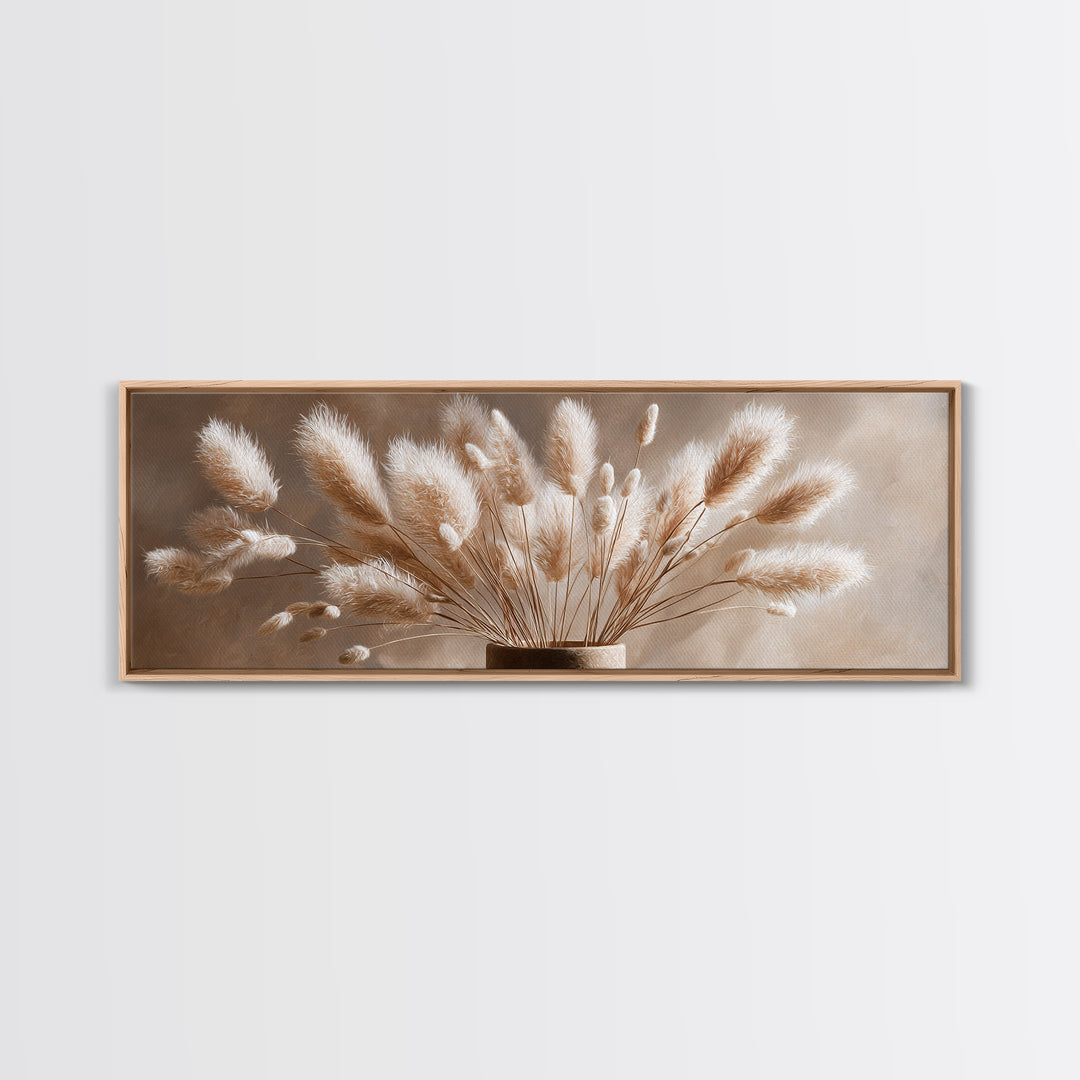 Soft Pampas Grass Plumes Wall Art, Minimalist Neutral Canvas Print, Boho Bedroom Decor, Wabi Sabi Living Room Gift For Her