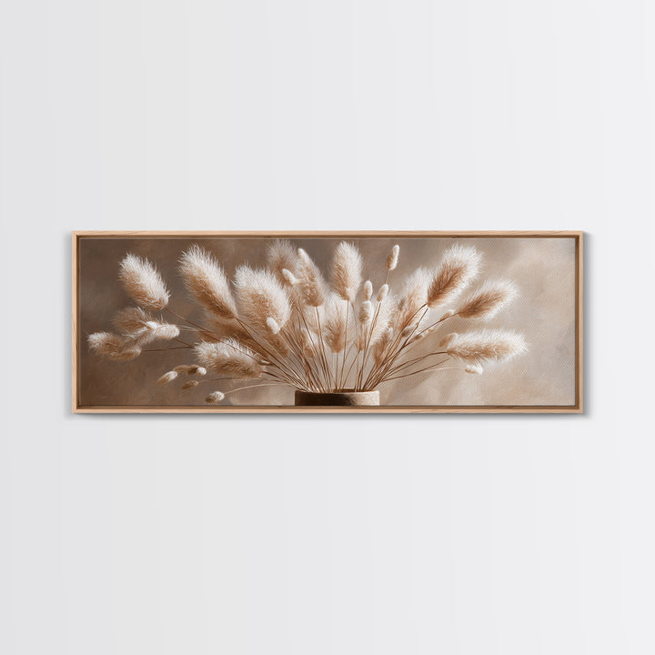 Soft Pampas Grass Plumes Wall Art, Minimalist Neutral Canvas Print, Boho Bedroom Decor, Wabi Sabi Living Room Gift For Her