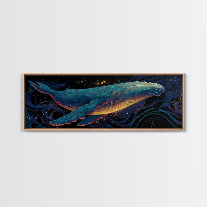 Cosmic Blue Whale Wall Art, Marine Life Canvas Print, Ocean Animal Art, Nautical Coastal Decor, Kids Room Decor, Gift For Whale Lover