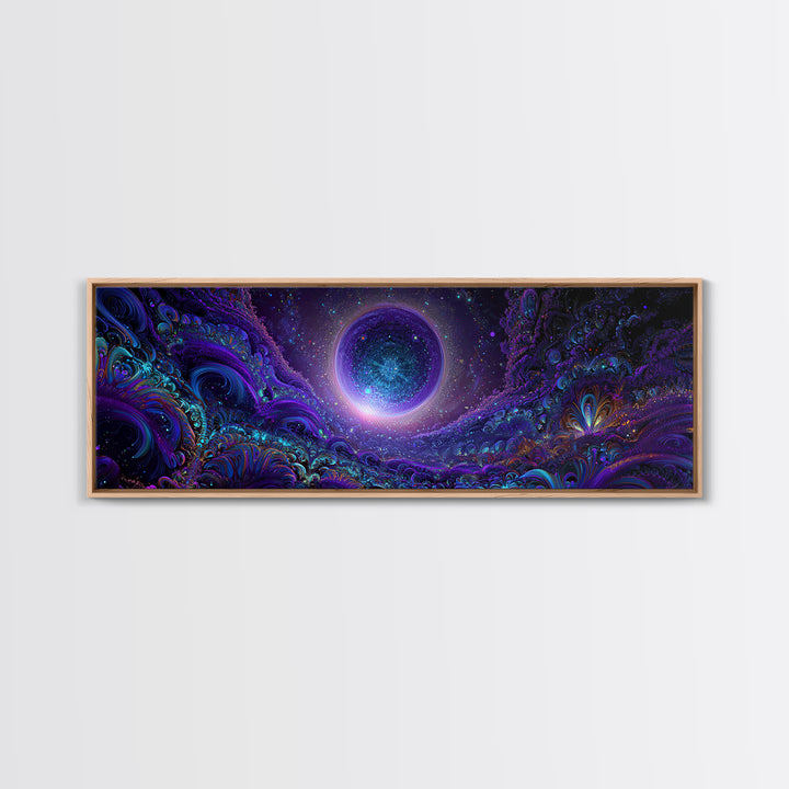 Cosmic Fractal Eclipse Canvas Print, Psychedelic Wall Art, Celestial Abstract Space Decor, Mystical Galaxy Statement Artwork