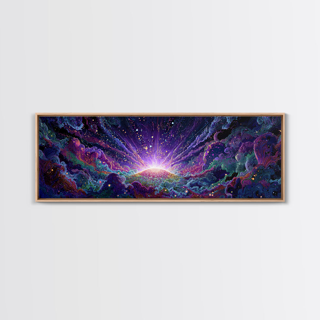 Radiant Cosmic Sunrise Wall Art, Colorful Abstract Space Poster, Galaxy Canvas Decor, Modern Living Room Wall Art Print