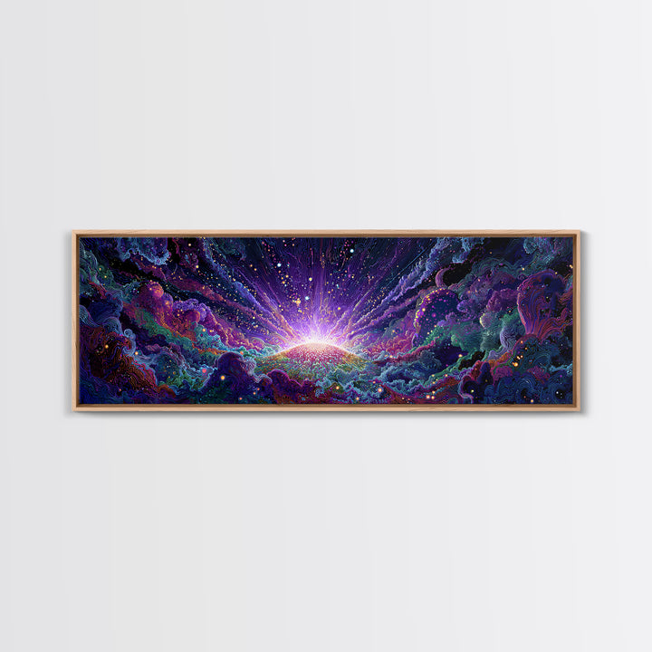 Radiant Cosmic Sunrise Wall Art, Colorful Abstract Space Poster, Galaxy Canvas Decor, Modern Living Room Wall Art Print