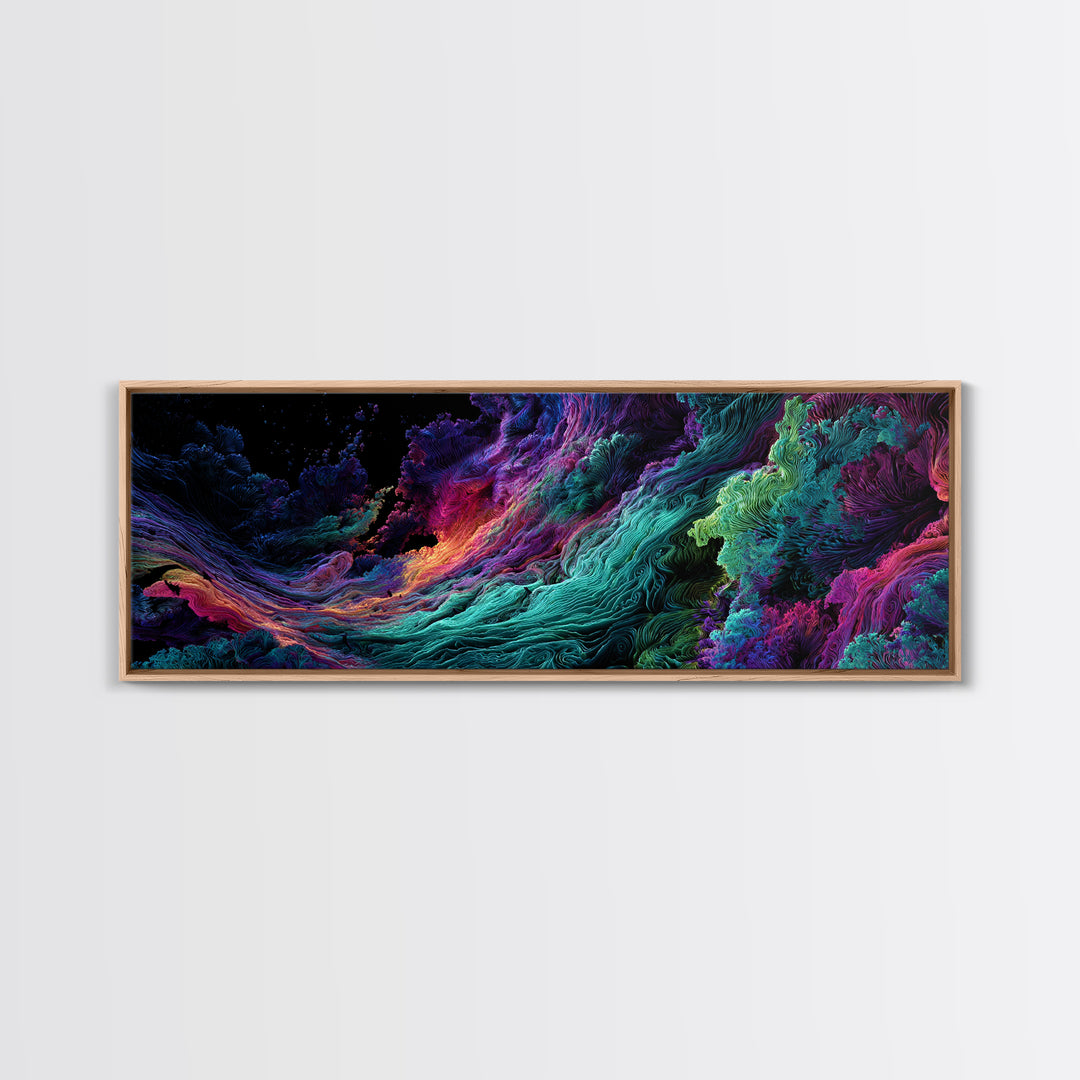 Vibrant Fractal Ocean Wave Canvas Print, Psychedelic Abstract Art, Colorful Wall Decor, Modern Statement Living Room Art