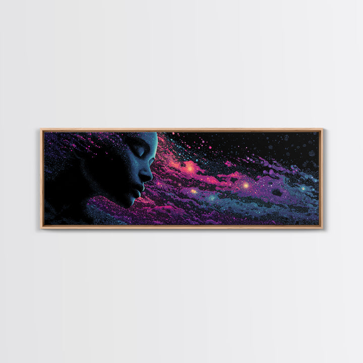Cosmic Woman Profile Wall Art, Celestial Galaxy Canvas Print, Psychedelic Space Decor, Mystical Feminine Statement Art Gift