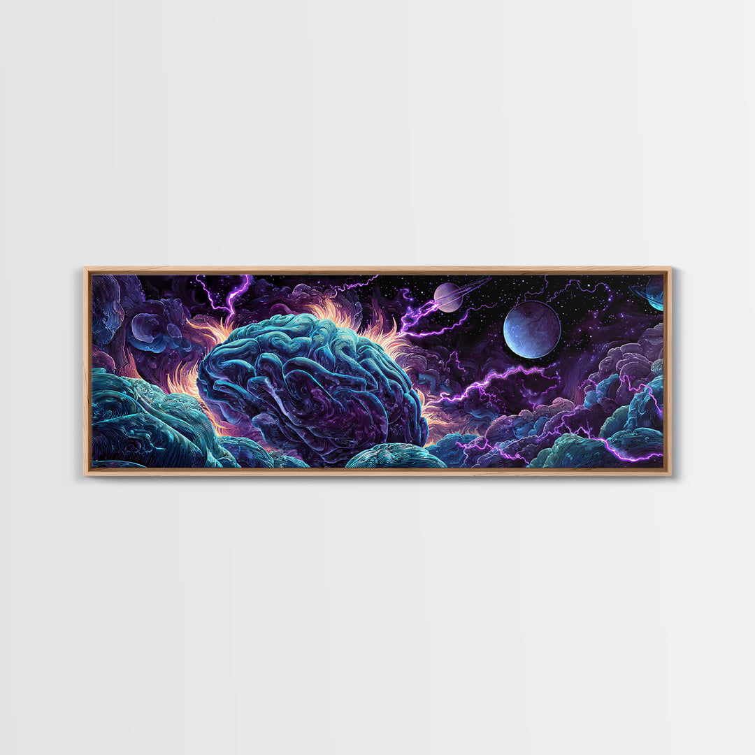 Surreal Cosmic Brain Storm Canvas Print, Psychedelic Space Wall Decor, Sci Fi Wall Art, Mystical Office Decor, Gift For Him