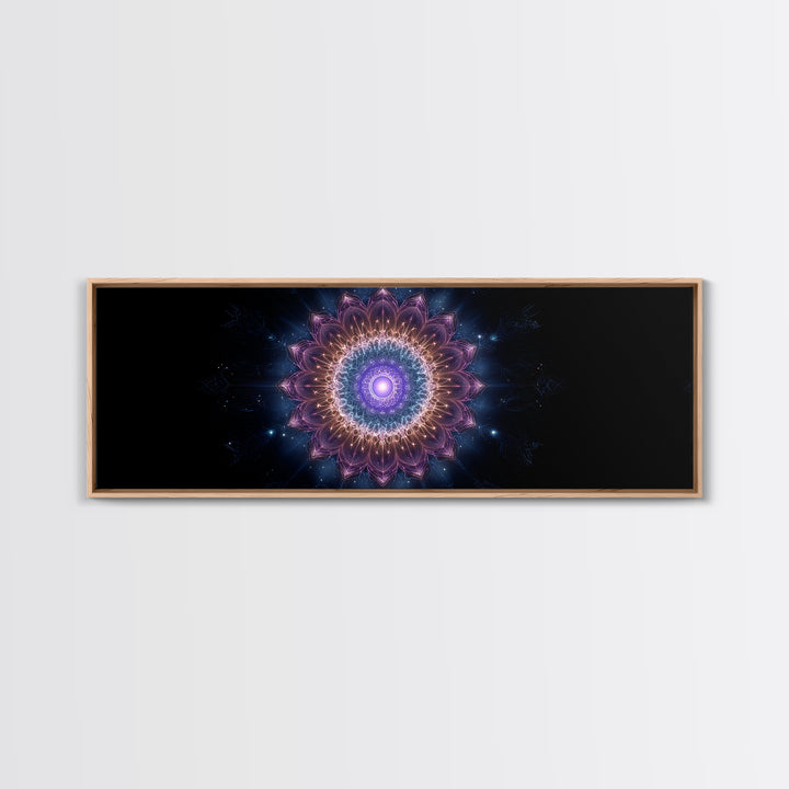 Glowing Purple Mandala Cosmic Wall Art, Celestial Abstract Canvas Print, Spiritual Decor, Meditation Room Art Gift For Her