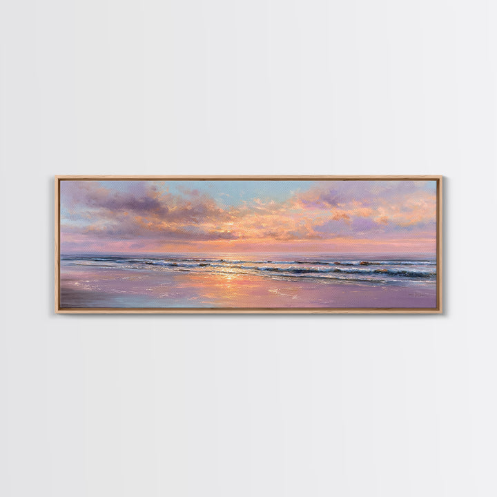 Pastel Ocean Sunset Canvas Print, Romantic Seascape Painting, Coastal Wall Art, Serene Beach House Living Room Decor Gift