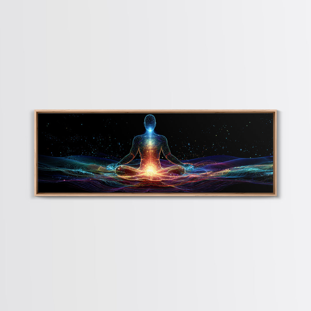 Cosmic Energy Meditation Wall Art, Celestial Yoga Decor, Psychedelic Space Art Print, Chakra Healing, Modern Spiritual Decor