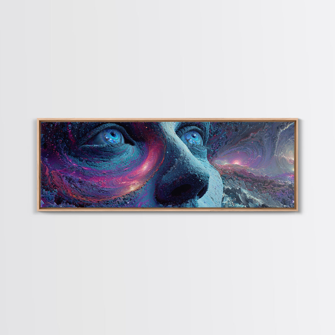 Surreal Cosmic Dog Face Canvas Print, Galaxy Animal Wall Art, Psychedelic Fantasy Decor, Space Lover Gift, Vibrant Modern Art