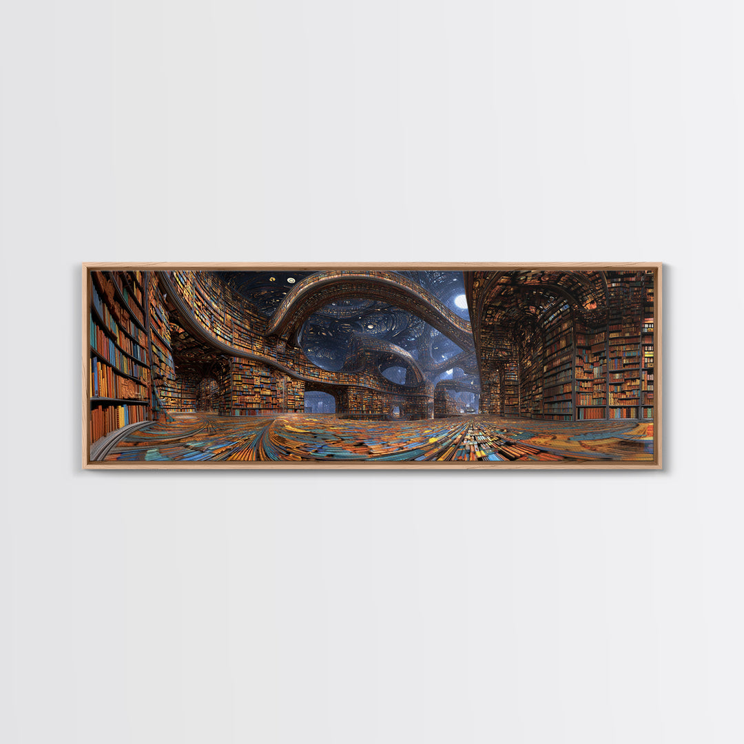 Grand Surreal Library Wall Art, Magical Bookshelves, Dark Academia Decor, Book Lover Gift, Home Office Wall Decor Art Print