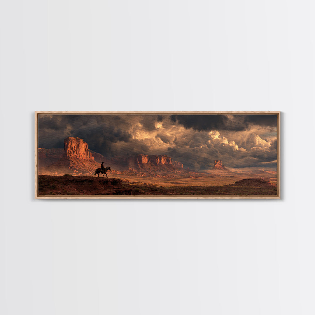 Stormy Western Mesa Canvas Print, Cowboy Desert Landscape Wall Art, Southwestern Decor, Rustic Living Room Wall Art Print