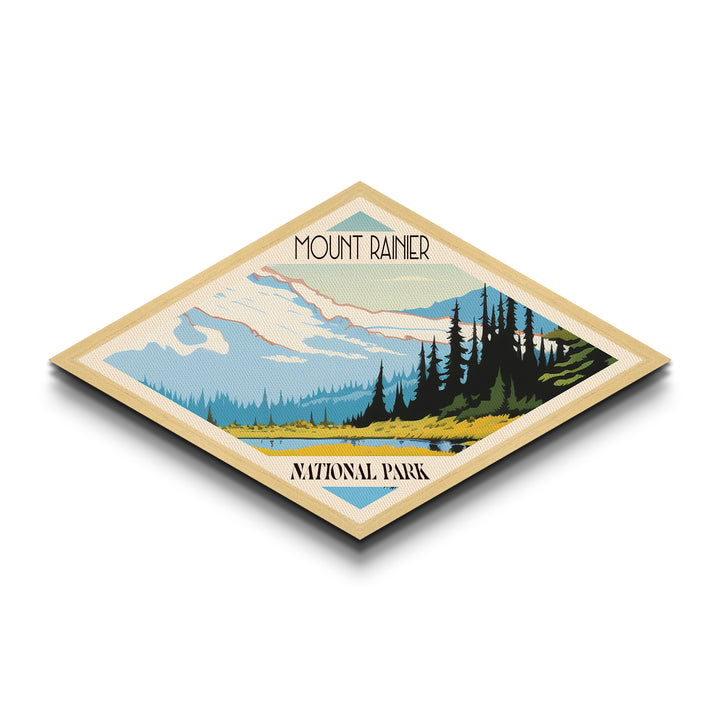 Mount Rainier National Park Diamond Shaped Travel Poster Art Canvas Art Print, Canvas Wall Art, Travel Gift, Washington Travel Art