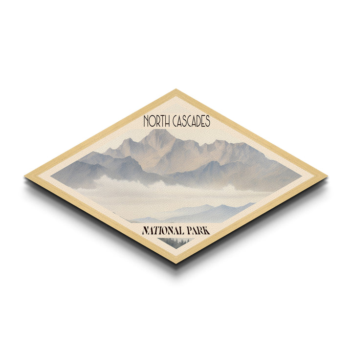 North Cascades National Park Diamond Shaped Travel Poster Canvas Art Print, Canvas Wall Art, Travel Gift, Washington Landscape
