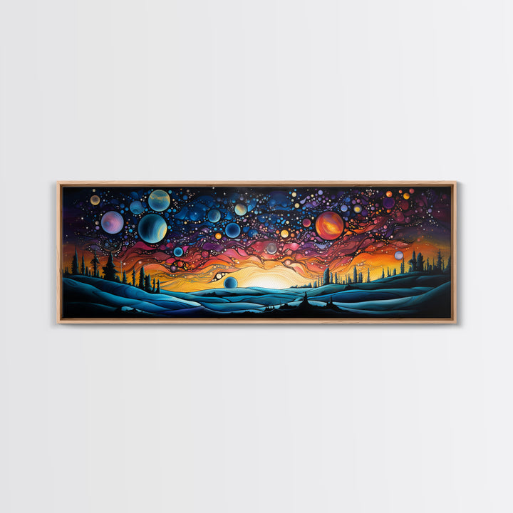 Abstract Galaxy Print, Framed Wall Art, Canvas Print, Van Gogh Inspired Art, Astronomy Gift, Living Room Decor, FREE SHIPPING