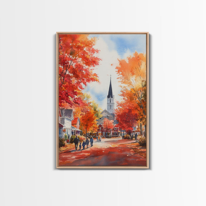 Rustic Red Barn And Tractor In Fall Landscape Framed Canvas Print Autumn Farmhouse Wall Art Seasonal Country Decor Holiday Wall Art
